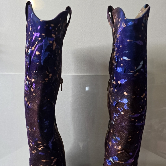 HANDCRAFTED Upcycled Size 9.5 Cowgirl Boots HANDPAINTED Peekaboo Cutouts Boots - Picture 6 of 17